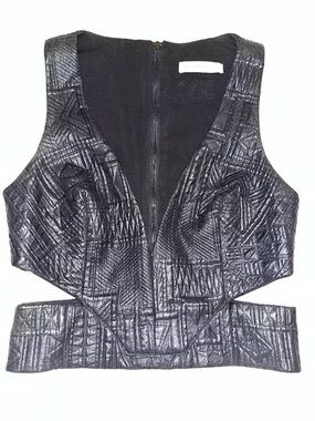 REVOLVE $189 Bec + Bridge Black Textured Cutout Crop Top size 4